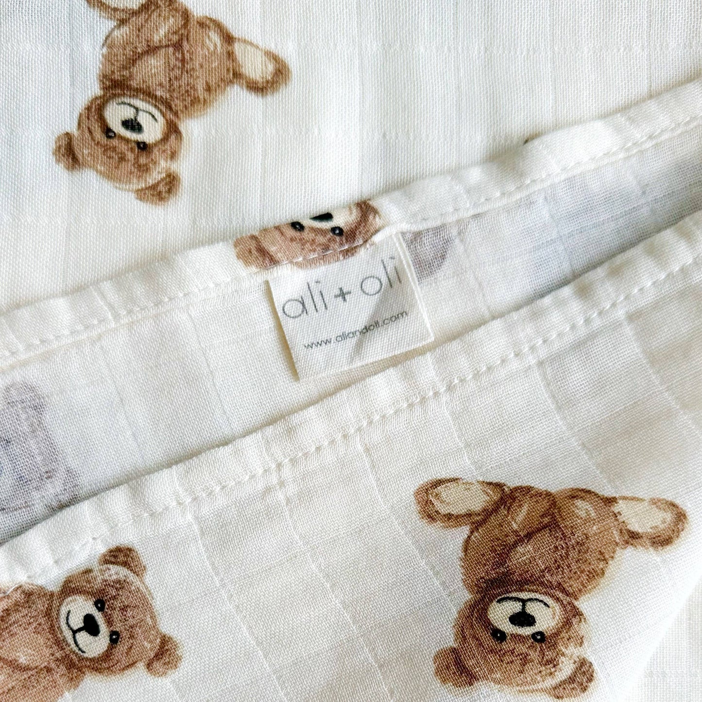 Bamboo Muslin Swaddle Blanket, Teddy Bear