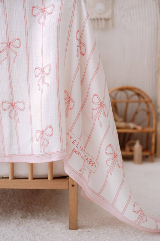 Muslin Swaddle, Pink Ribbon