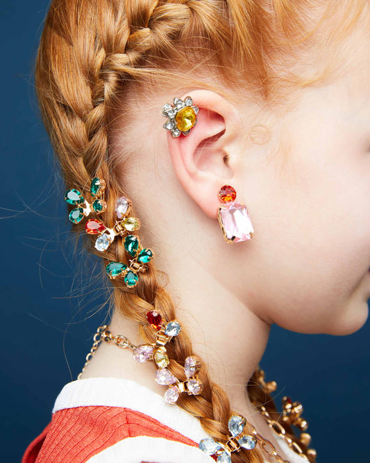 Multi-colored Gem Clip-On Earring Set