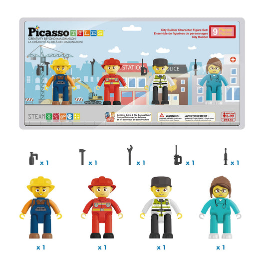 4pc City Builder Magnetic Action Figures
