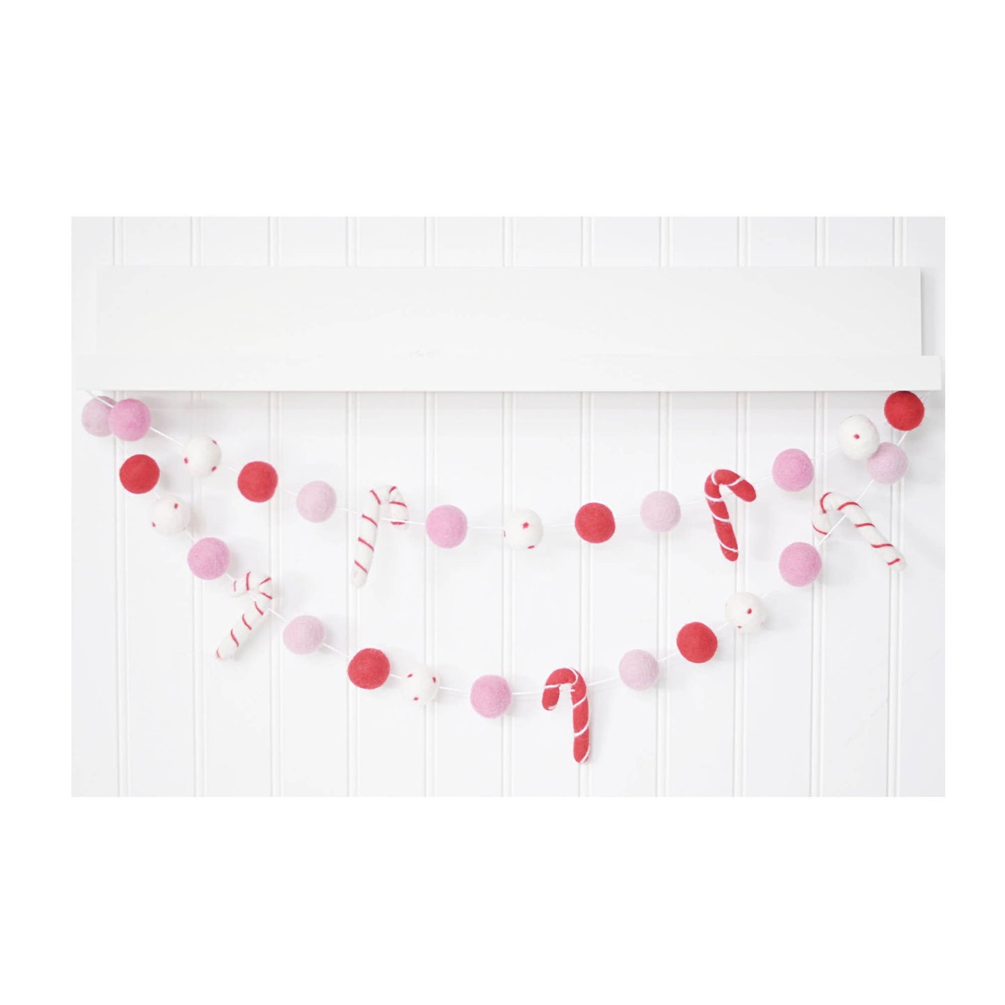 Pink and Red Felt Candy Cane Garland