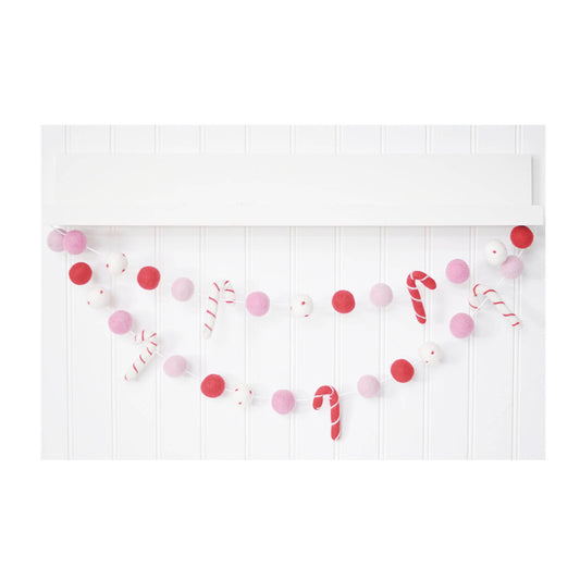Pink and Red Felt Candy Cane Garland