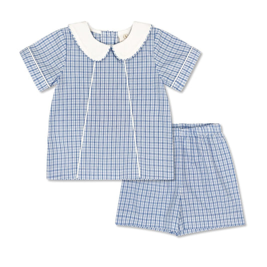 Billings Blue Plaid Woven Adam Short Set