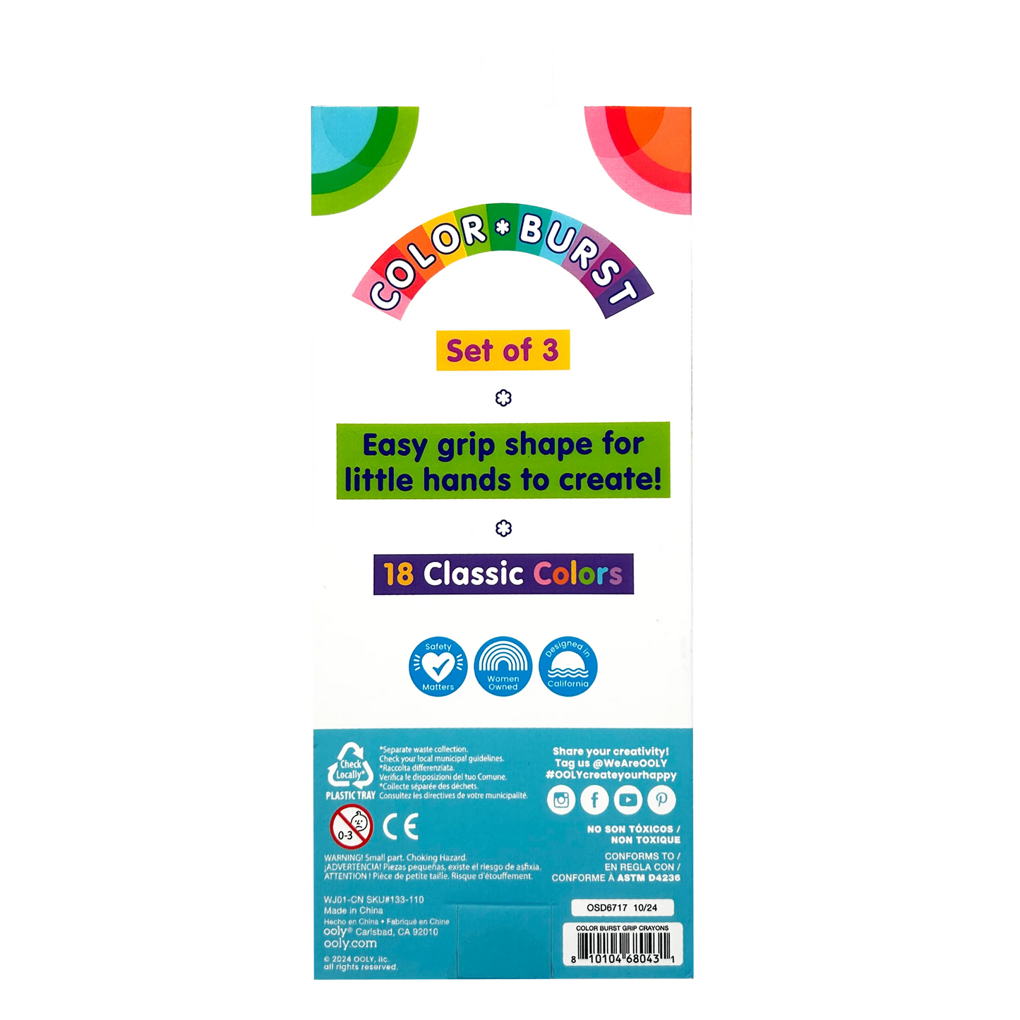 Color Burst Easy Grip Crayons, Set of 3