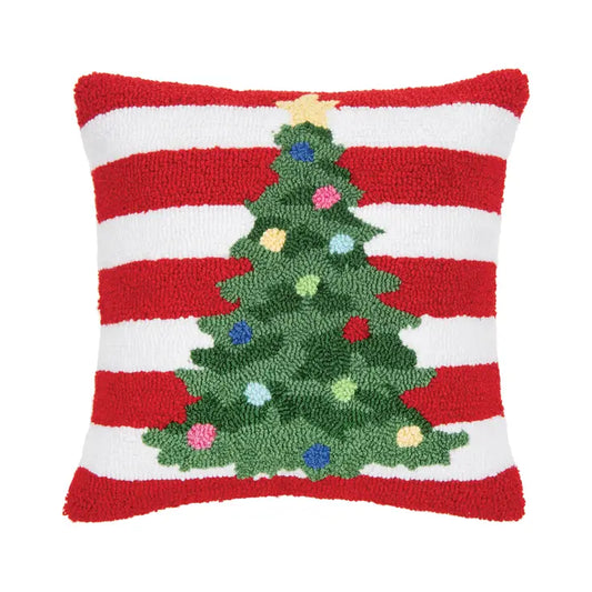 Hooked Pillow, Colorful Tree
