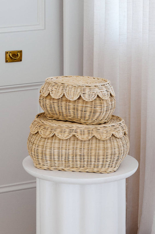 Rattan Scallop Basket Set