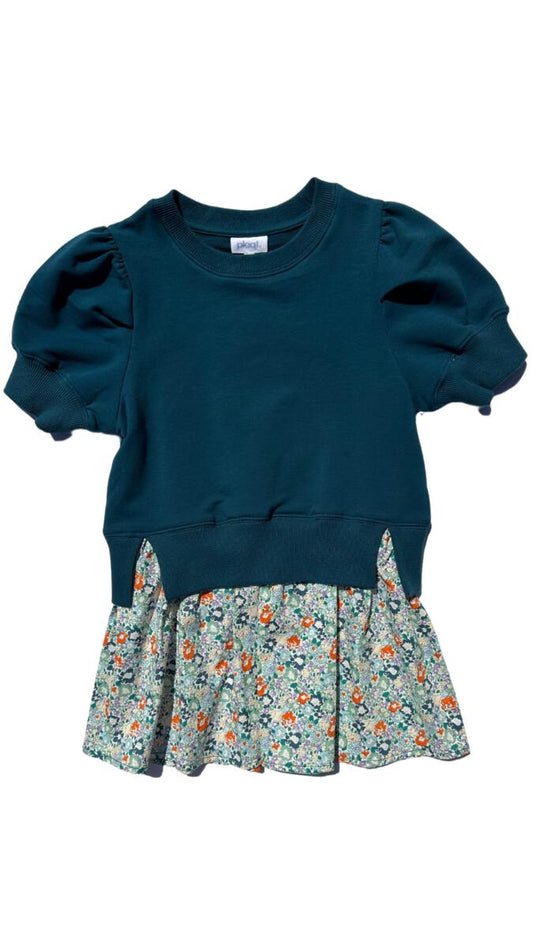 Clara Combo Dress Teal Floral