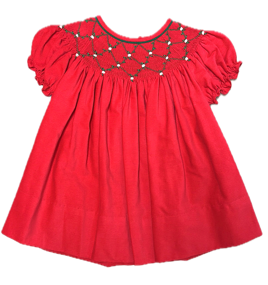 Red Corduroy Smocked Bishop Christmas Classic