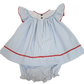 Girl's Sailboat Smocked Bishop Blue Seersucker Dress