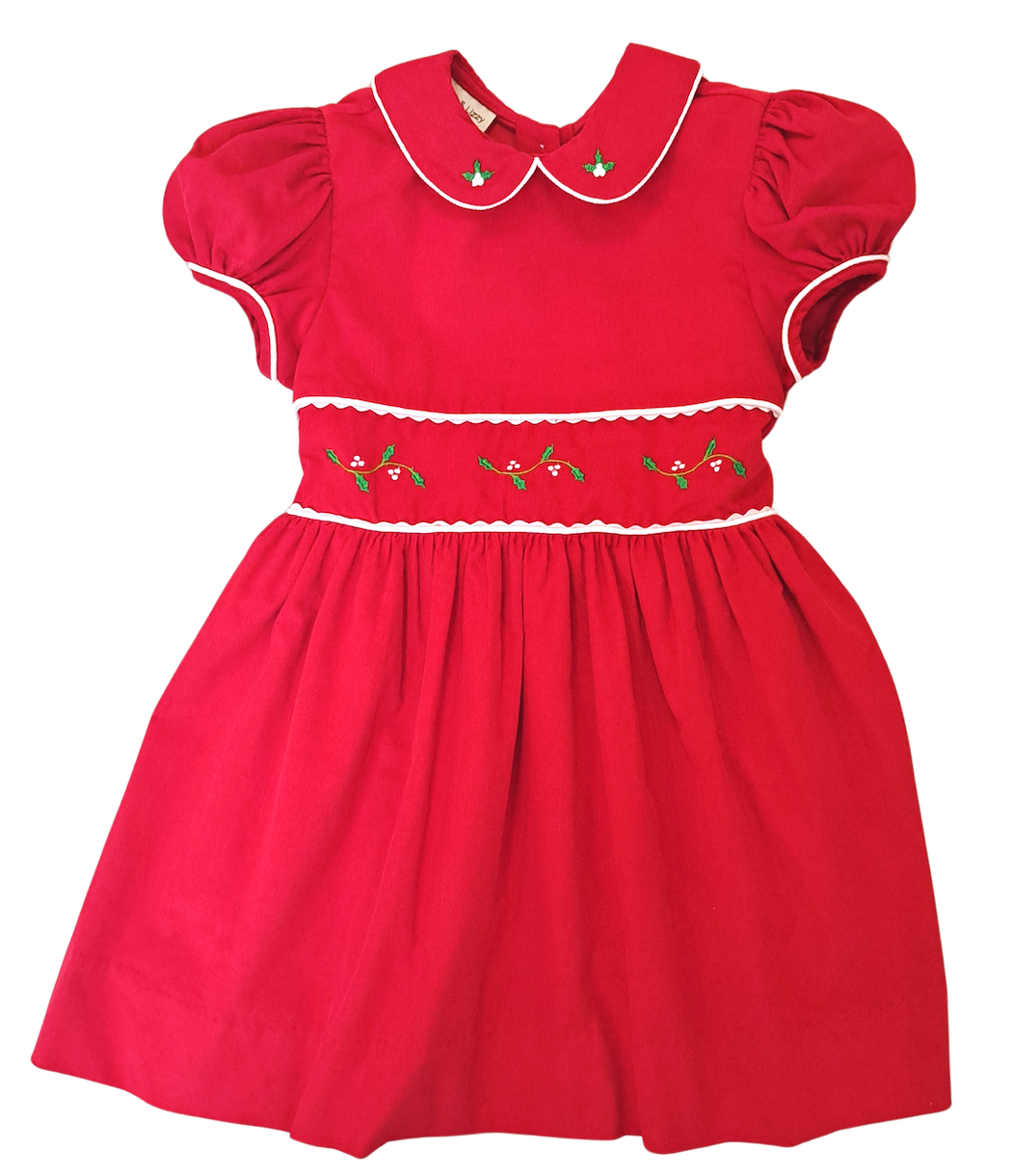 Corduroy Red Classic Christmas Dress