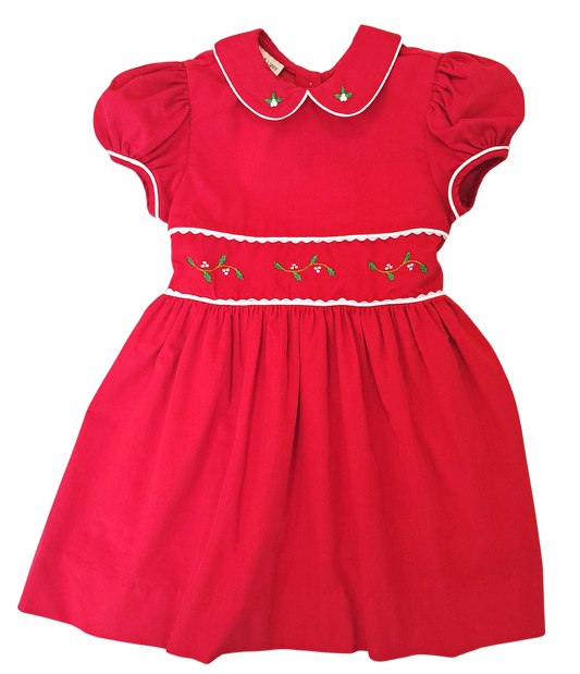 Corduroy Red Classic Christmas Dress