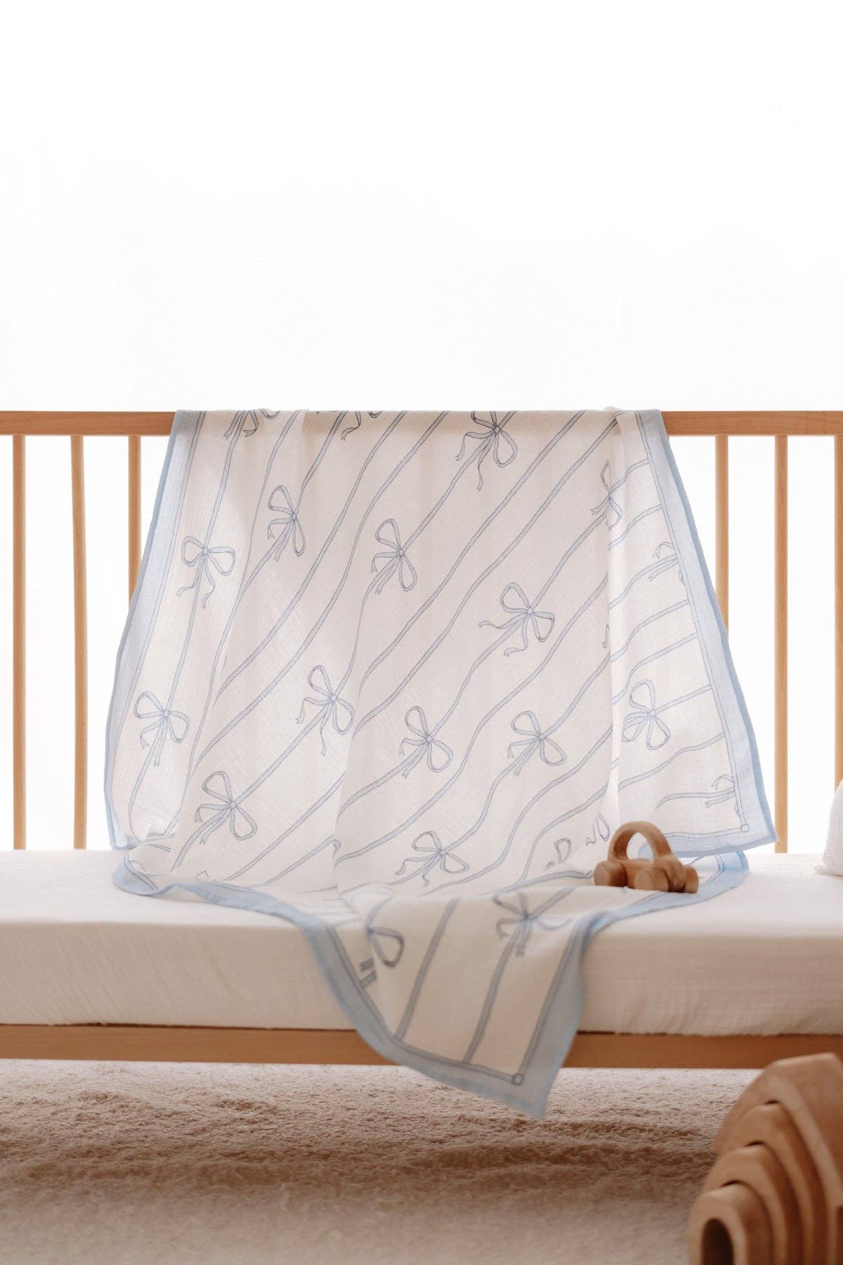 Muslin Swaddle, Blue Ribobn