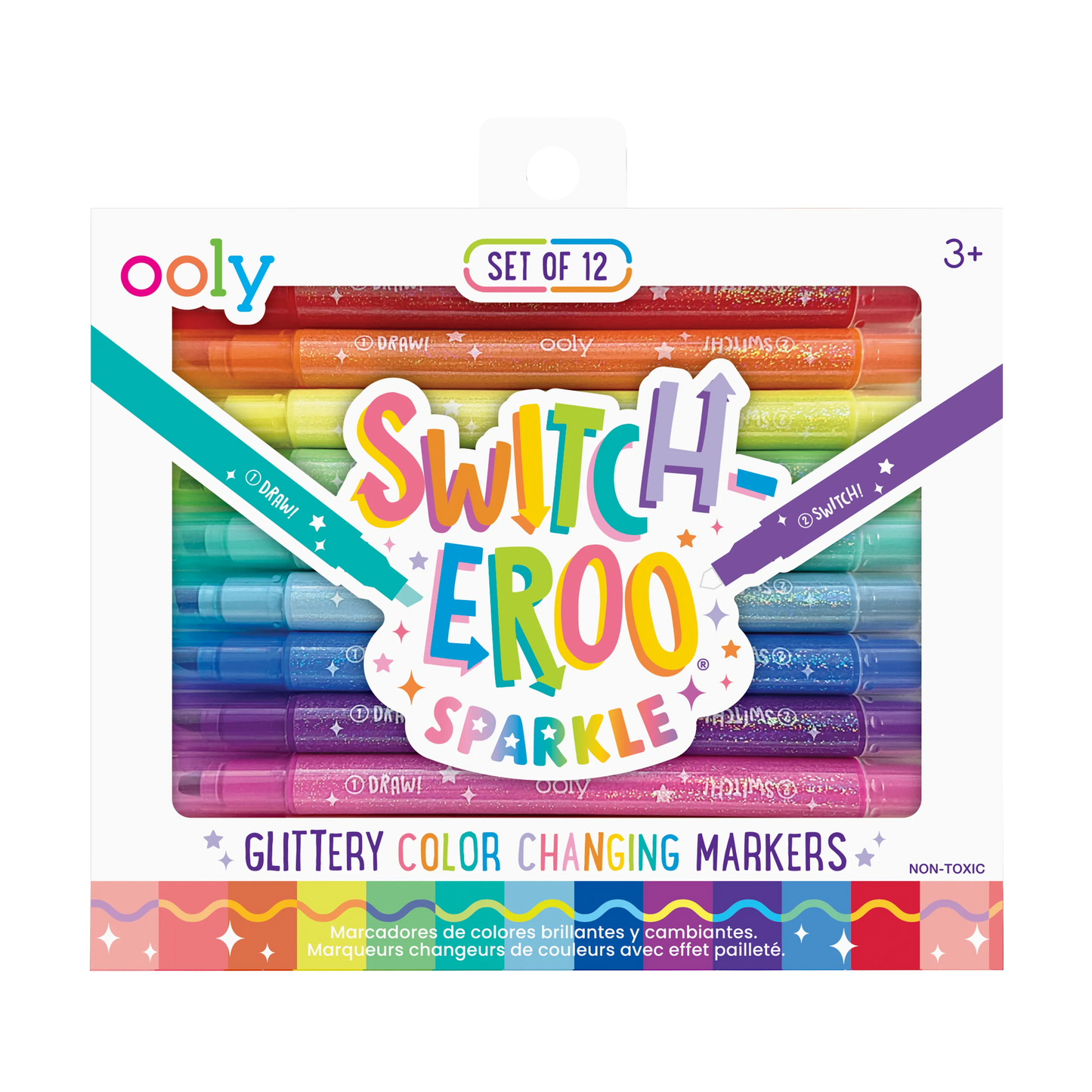 Switch-Eroo Sparkle Glittery Color Changing Markers, Set of 12