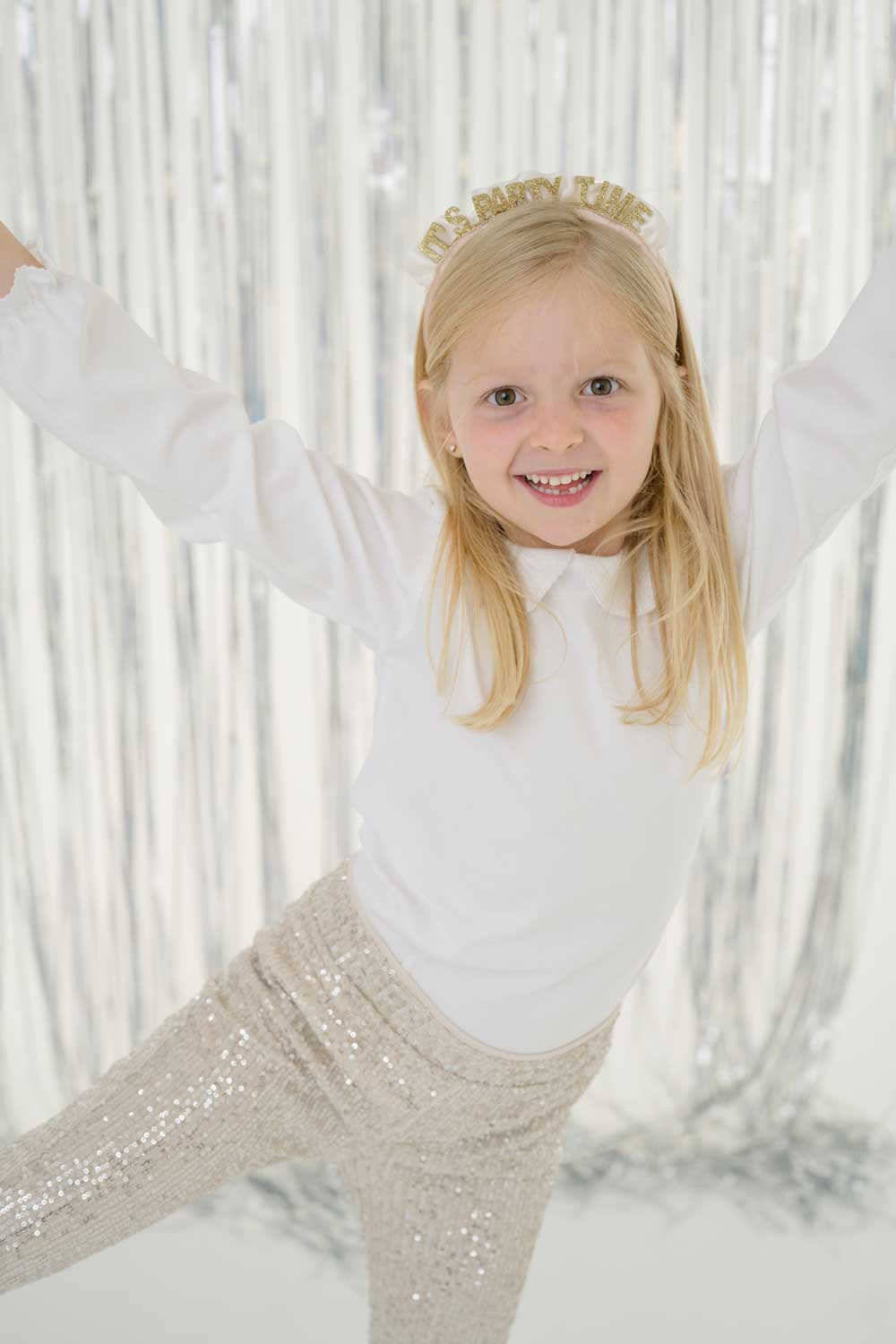 Party Time Crown Headband, Gold Glitter and Satin Ballet