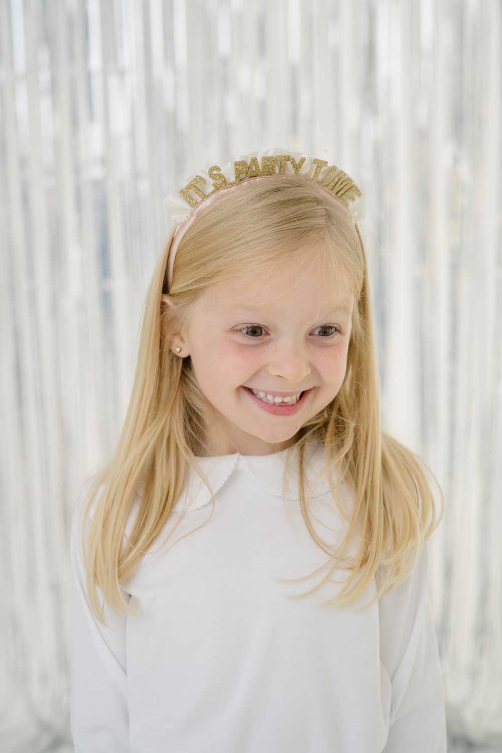 Party Time Crown Headband, Gold Glitter and Satin Ballet