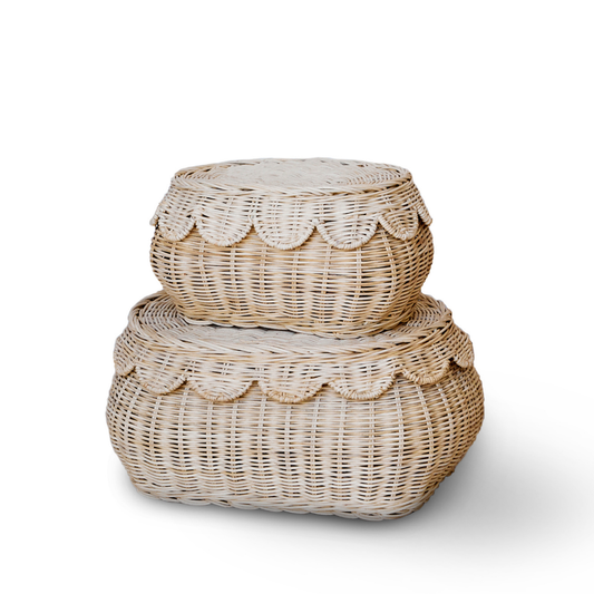 Rattan Scallop Basket Set