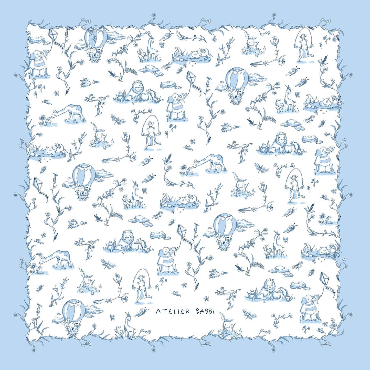 Muslin Swaddle, Blue Toile De Jouy