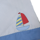 Girl's Sailboat Applique Blue Seersucker A-line Dress