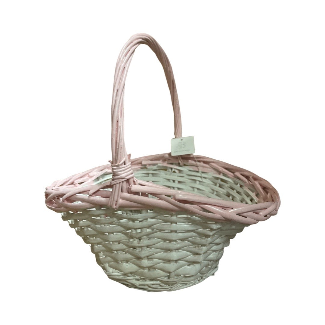 Willow Easter Basket, White with Pink- Small Size