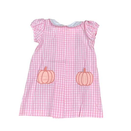 Girl's Pumpkin Pocket Pink Check Dress
