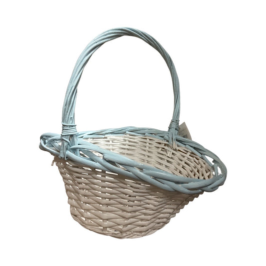 Willow Easter Basket, White with Blue- Small Size