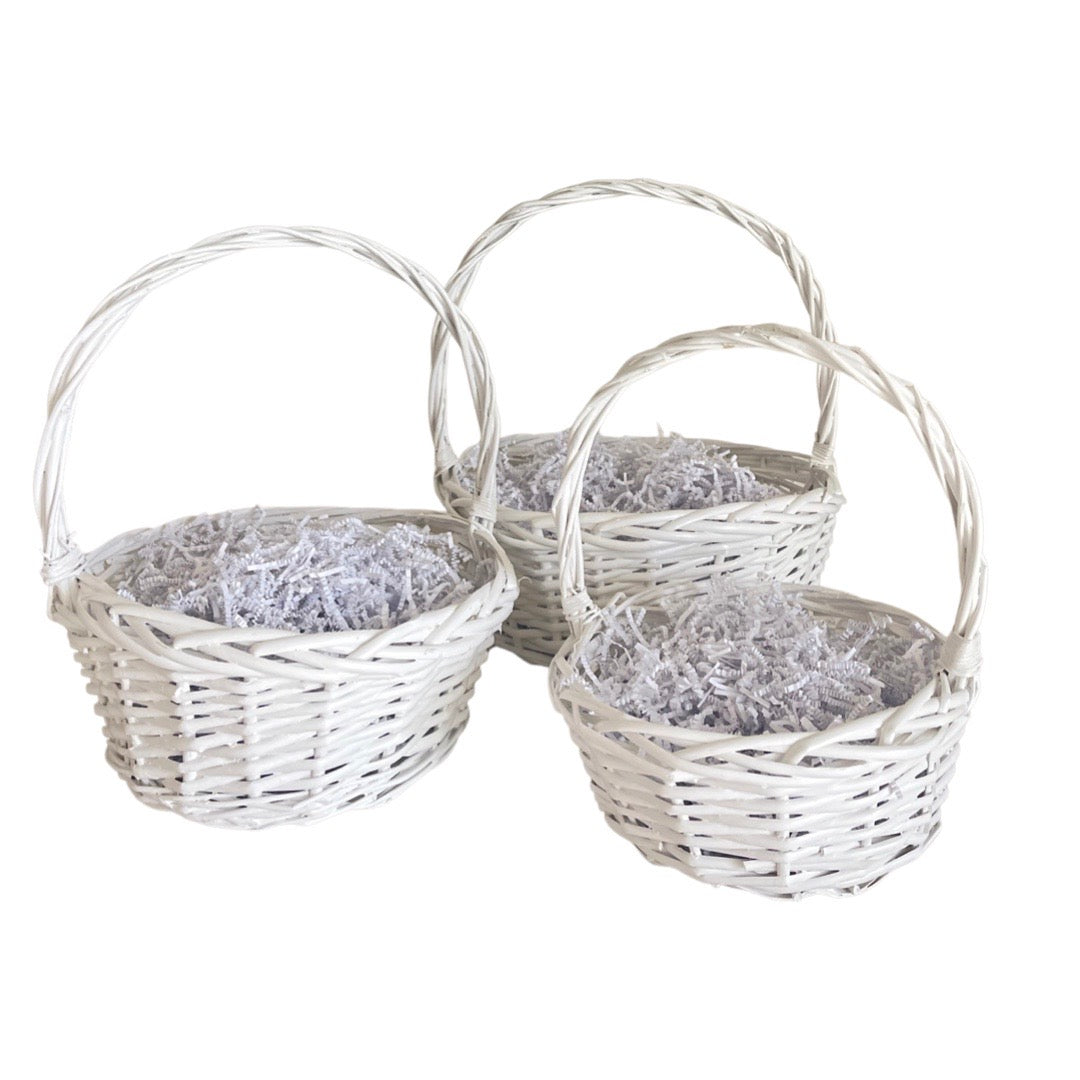 Round Easter Basket, White- Small Size