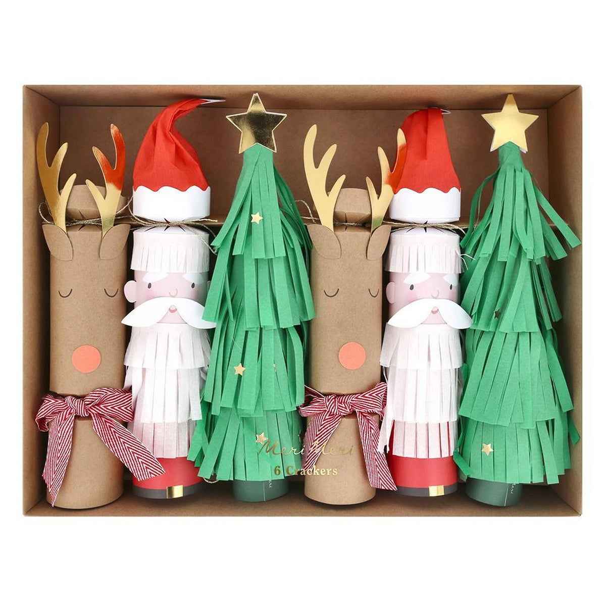 Santa, Reindeer & Tree Crackers (x 6)