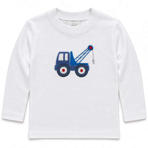 Long Sleeve Applique T-Shirt, Tow Truck