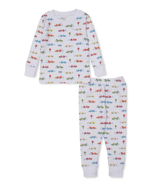 Printed Two Piece Pajama Set, Sizzling Speedway