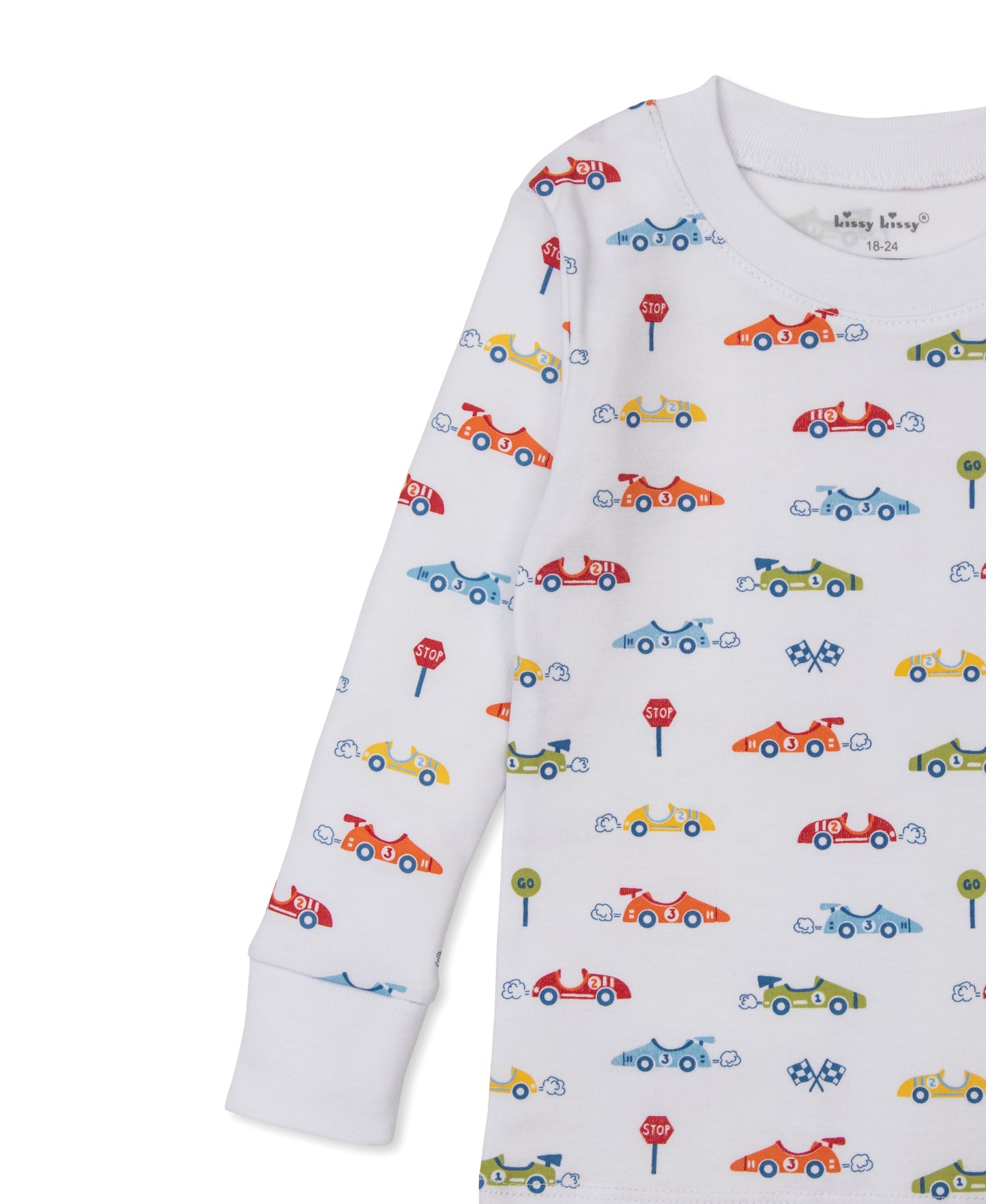 Printed Two Piece Pajama Set, Sizzling Speedway