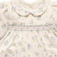 Smocked Floral Flannel Collared Dress