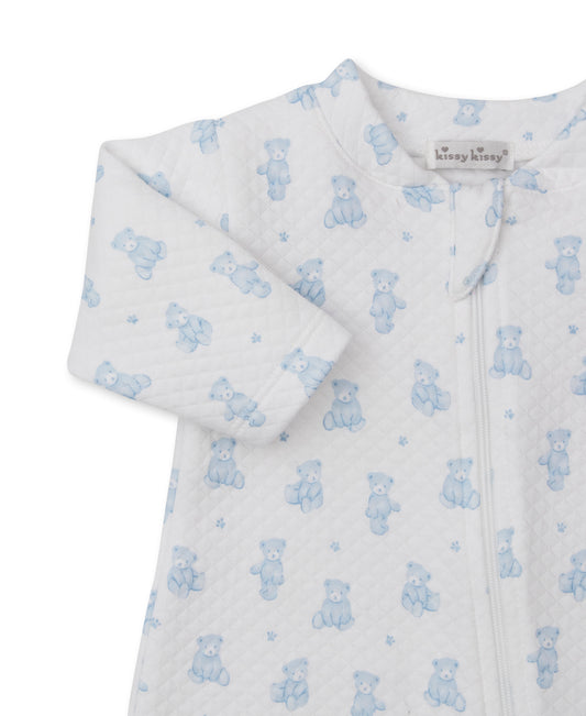 Printed Jacquard  Zippered Footie, Teddy Bear Time