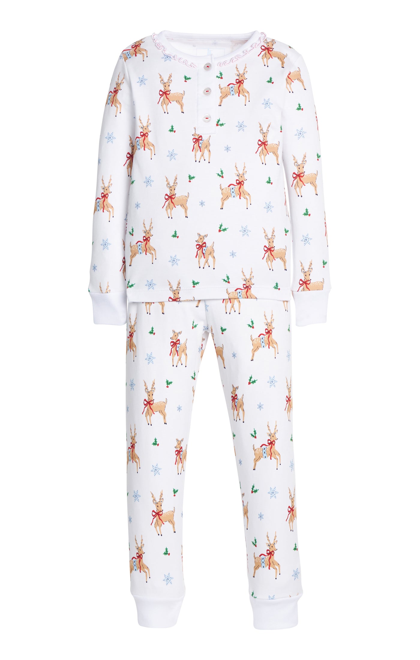 Girl's Ruffled Printed Jammies, Reindeer Games