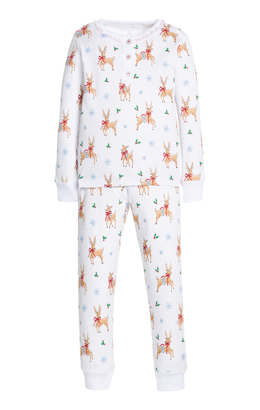 Girl's Ruffled Printed Jammies, Reindeer Games