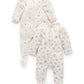 2 Piece Set, Floral Zippered Footies