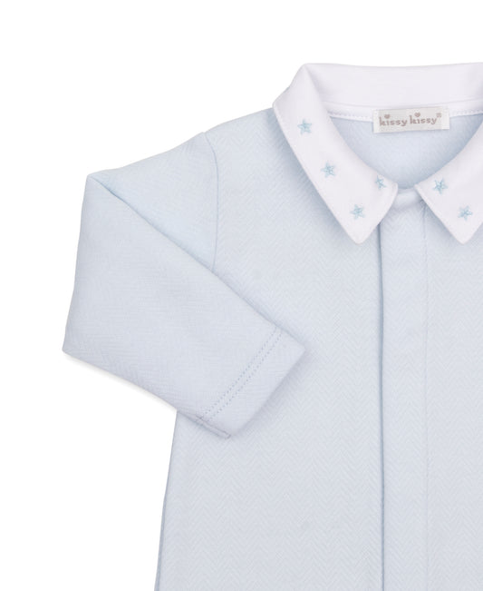 Collared Jacquard Footie, Baby Blessings