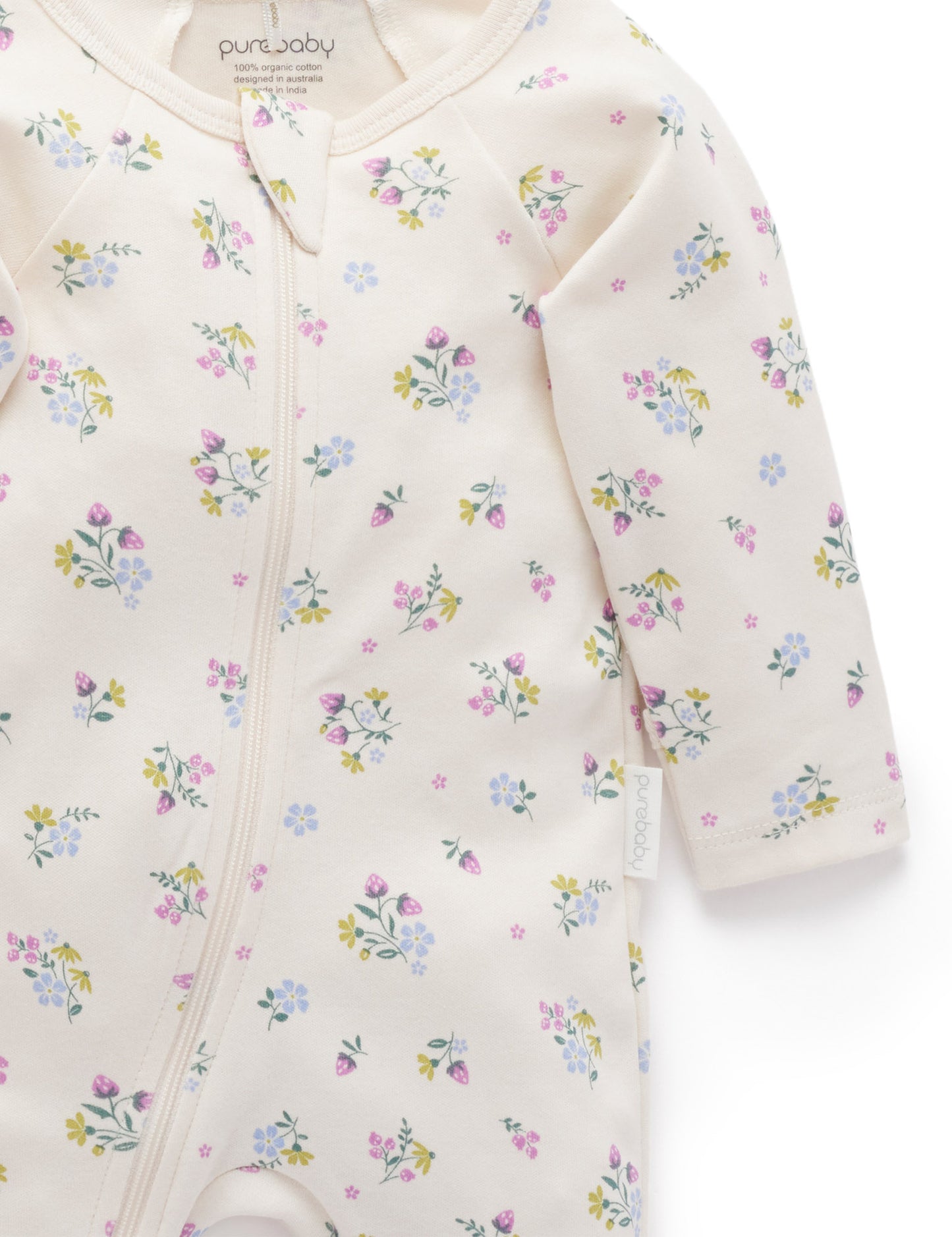 2 Piece Set, Floral Zippered Footies
