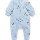 Blue Embroidered Farm Fleece Growsuit