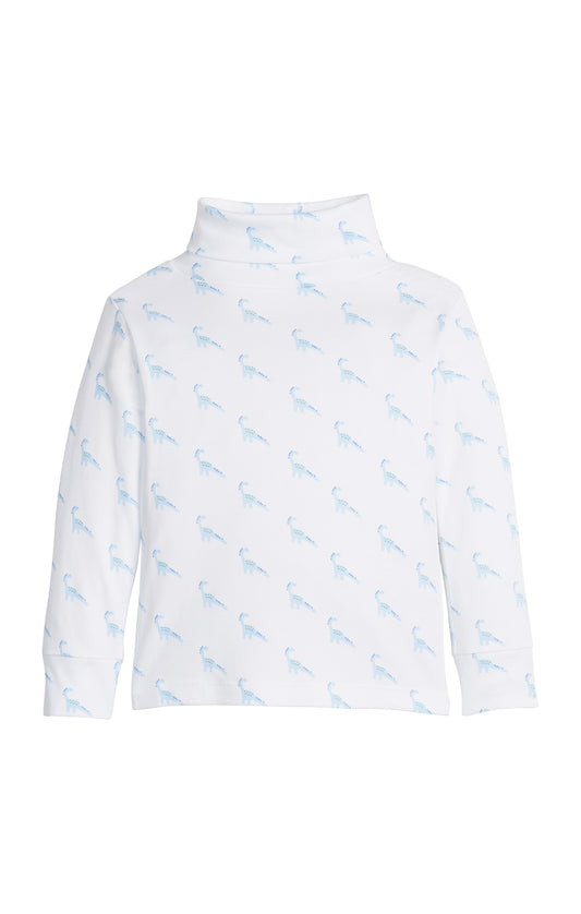 Printed Turtleneck - Blue Dinosaur