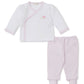 Footed Pant Set with Hand Embroidered Pink Premier Playful Pups