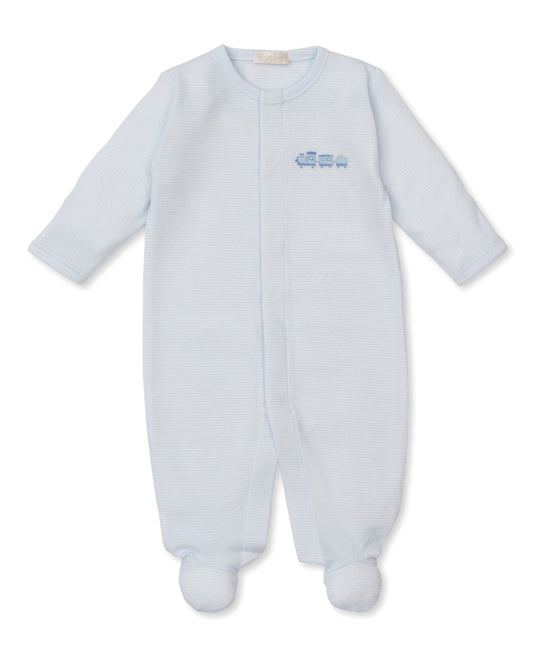 CLB Striped Premier Footie with Train Embroidery
