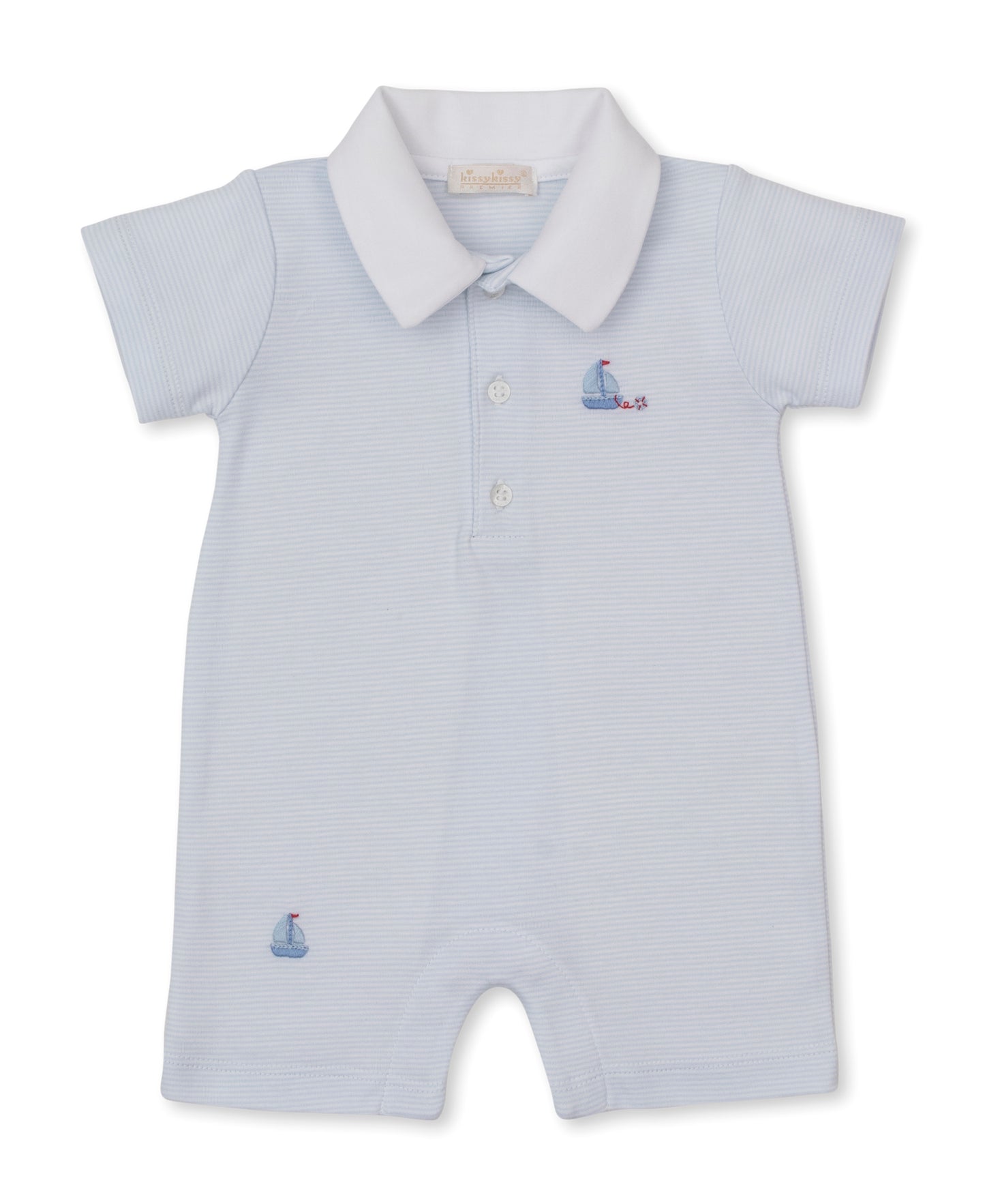 Hand Embroidered Striped Short Playsuit, CLB Summer Sailboat