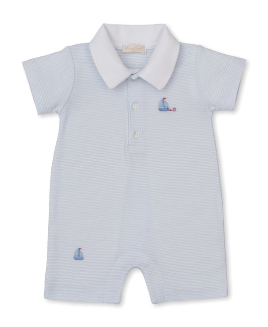 Hand Embroidered Striped Short Playsuit, CLB Summer Sailboat
