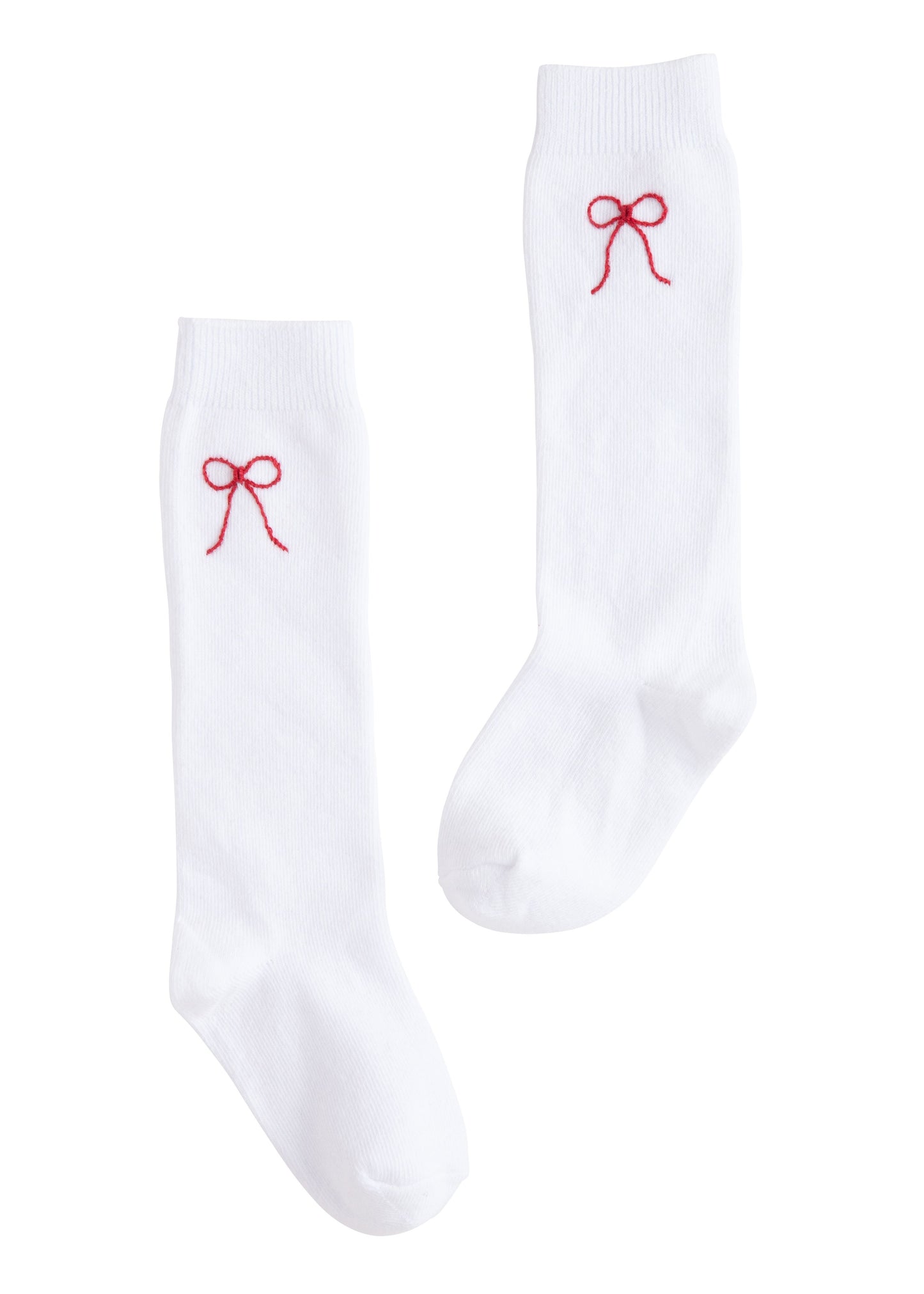 Holiday Bow Knee High White Socks