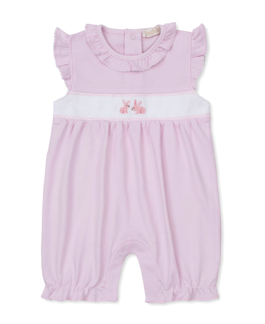 Premier Hand Embroidered Short Playsuit, Springtime Bunny Fun
