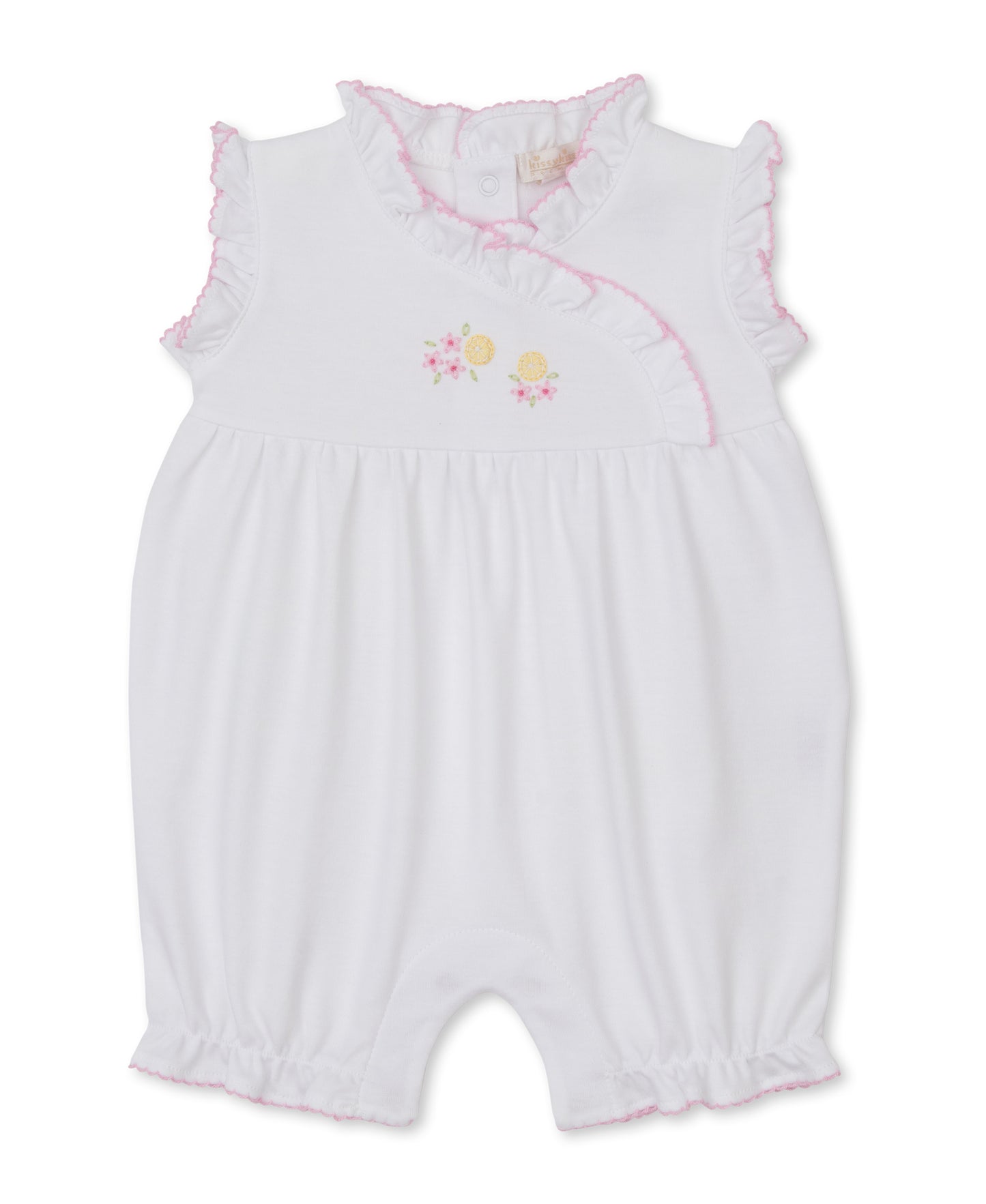 Embroidered Sleeveless Short Playsuit, Lemon Blossoms