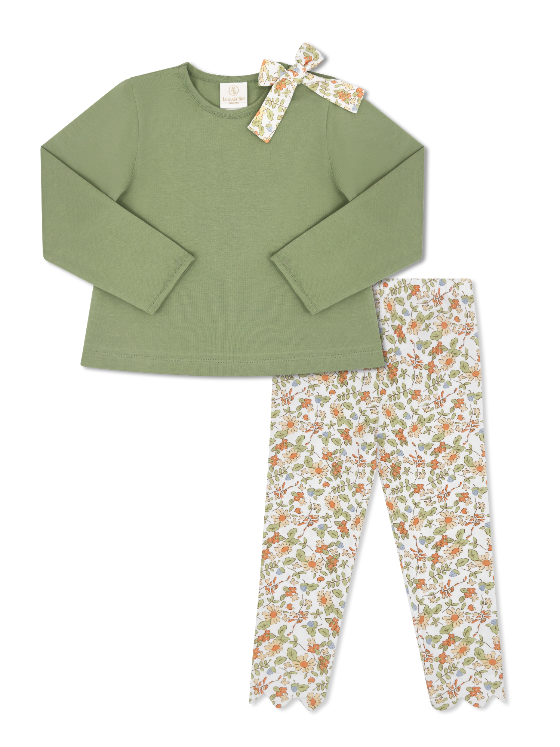 Madeline Legging Set, Saybrook Sage Knit, Hearthside Floral