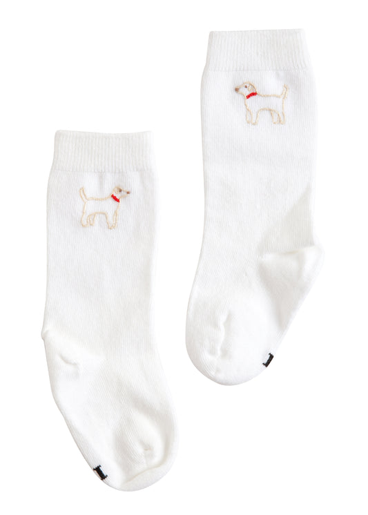 Boy Lab Knee High White Socks