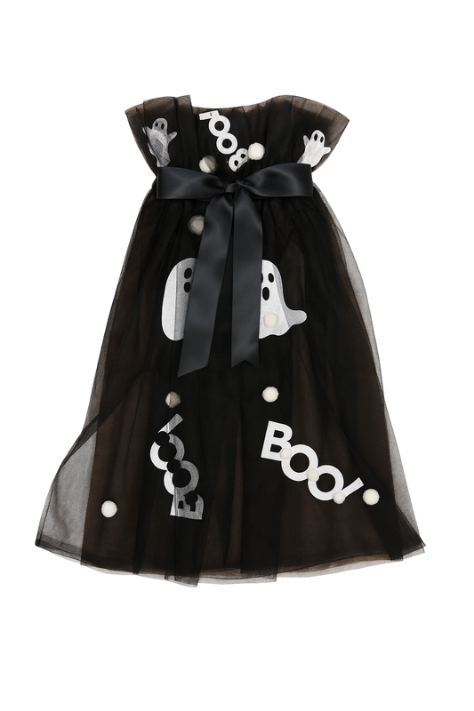 Child's Halloween Cape, Boo & Ghosts, Black