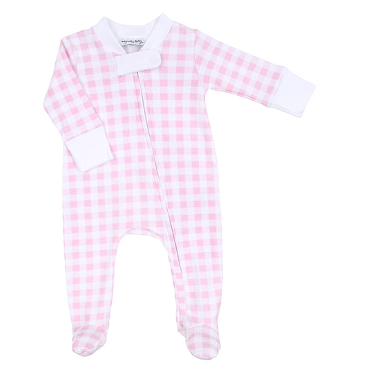 Baby Checks Pink Zippered Footie, Fall '23